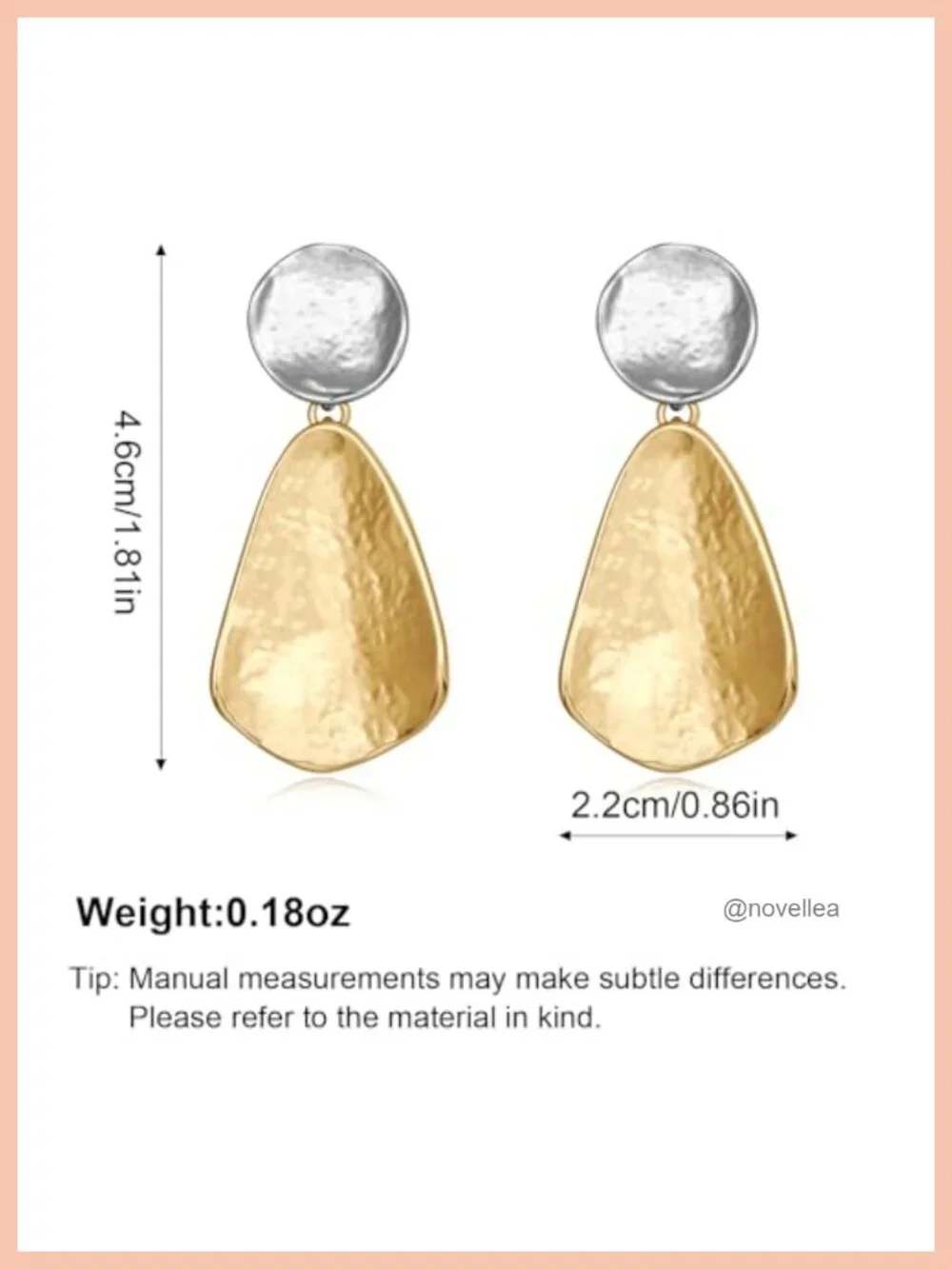 Gold Plated Geometric Chunky Dangle Earrings Statement Drop Hammered